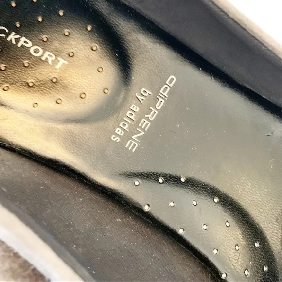 Rockport Grey Suede Wedge Pumps Adiprene by Adidas Heels Bow Workwear Size 10 - Picture 9 of 11